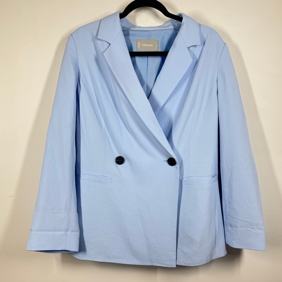 Everlane Light Blue Double Breasted Career Relaxed Fit Blazer Size 6 - Picture 3 of 16